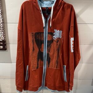Rust Orange Tupac Zip-Up Hoodie
